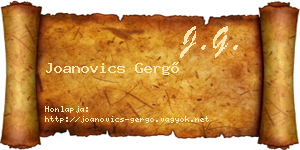 Joanovics Gergő névjegykártya